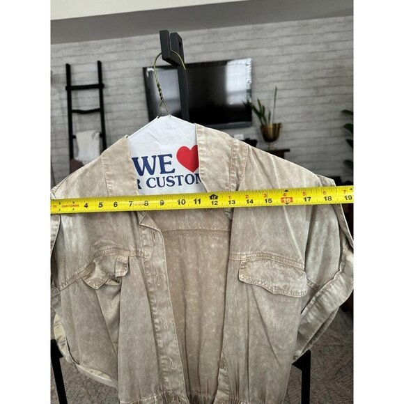 Young Fabulous & Broke Uma Romper Washed Light Grey Front Button Womens Size S - Picture 5 of 7